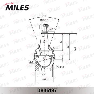 Опора шаровая нижняя Miles DB35197