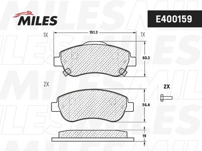 Колодки тормозные передние Miles E400159