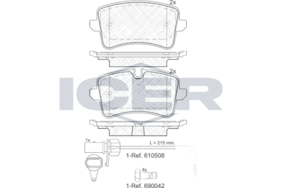 Колодки тормозные дисковые ICER 181986203