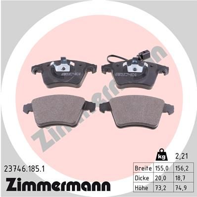 Колодки тормозные дисковые ZIMMERMANN 237461851