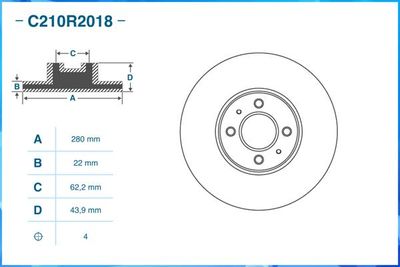 Диск тормозной передний CWORKS C210R2018