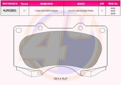 Колодки тормозные передние MITSUBISHI 4605A472