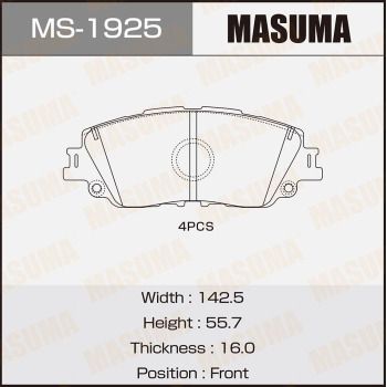 Колодки тормозные дисковые Masuma MS1925