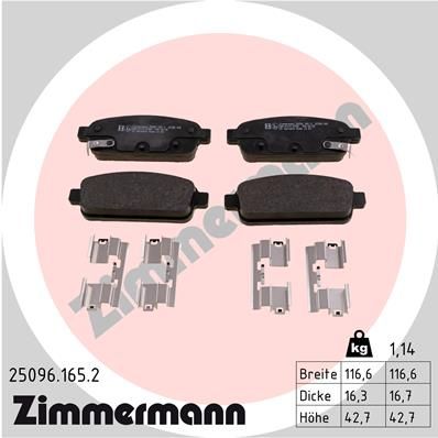 Колодки тормозные задние ZIMMERMANN 250961652