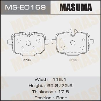Колодки тормозные задние Masuma MSE0169