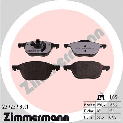 Колодки тормозные дисковые ZIMMERMANN 237239801