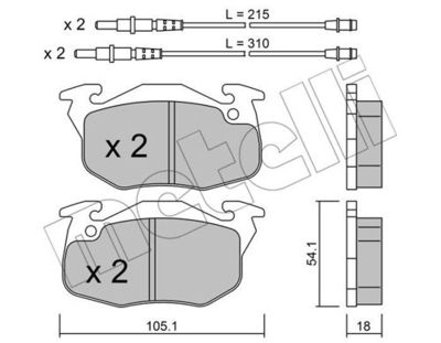 Комплект колодок для дискового тормоза METELLI 2200374
