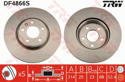 Диск тормозной передний TRW DF4866S