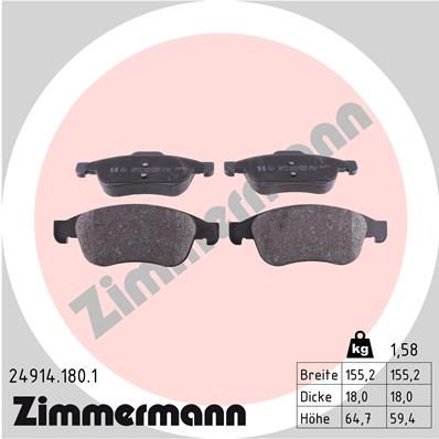Колодки тормозные дисковые ZIMMERMANN 249141801