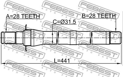 Полуось правая FEBEST 1212IX35MT6