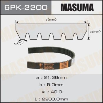 Ремень поликлиновой Masuma 6PK2200
