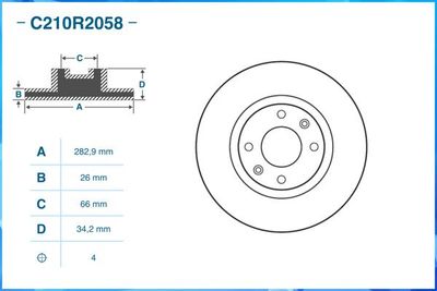 Диск тормозной передний CWORKS C210R2058