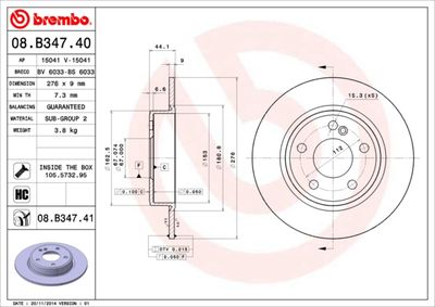 Диск тормозной BREMBO 08B34741