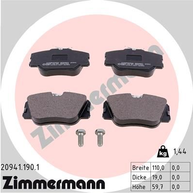 Колодки тормозные передние ZIMMERMANN 209411901