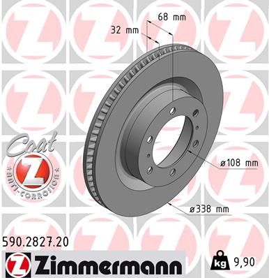 Диск тормозной передний вентилируемый ZIMMERMANN 590282720