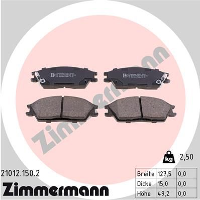 Колодки тормозные дисковые ZIMMERMANN 210121502