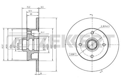 Диск тормозной задний Zekkert BS5087