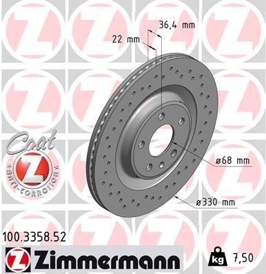 Диск тормозной ZIMMERMANN 100335852