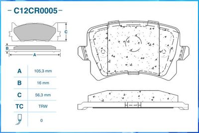 Колодки тормозные задние CWORKS C12CR0005