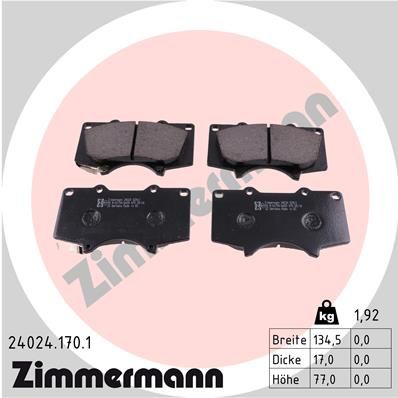 Колодки тормозные дисковые ZIMMERMANN 240241701