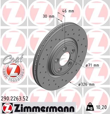 Диск тормозной передний вентилируемый ZIMMERMANN 290226352