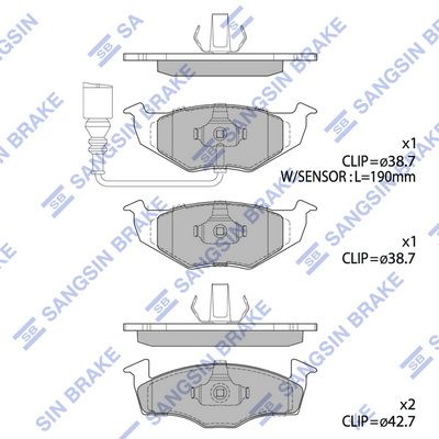 Колодки тормозные передние SANGSIN SP1857A