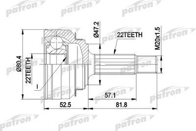ШРУС наружный комплект PATRON PCV1158