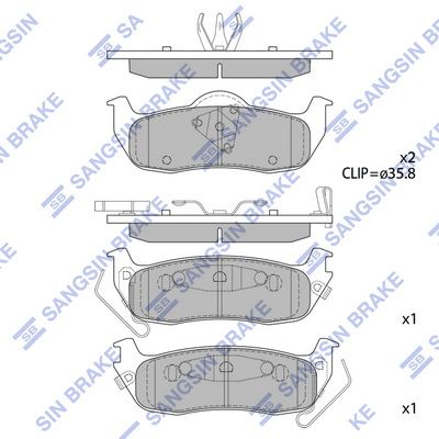 Колодки тормозные задние SANGSIN SP1512
