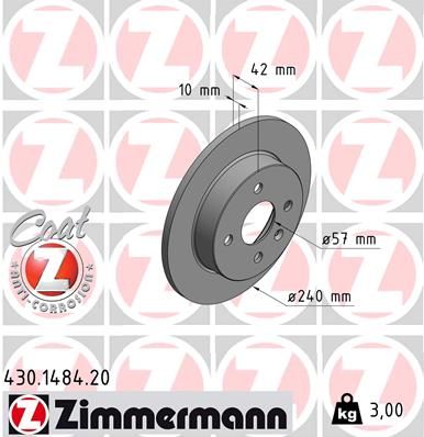 Диск тормозной ZIMMERMANN 430148420