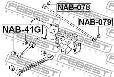 Сайлентблок задней продольной тяги FEBEST NAB41G