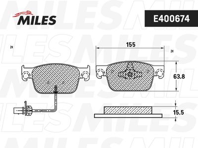 Колодки тормозные передние Miles E400674