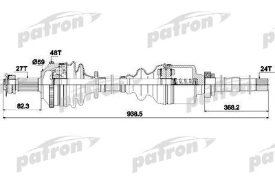 Полуось правая PATRON PDS0336