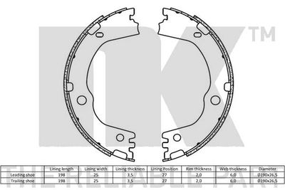 Колодки тормозные барабанные NK 2735834
