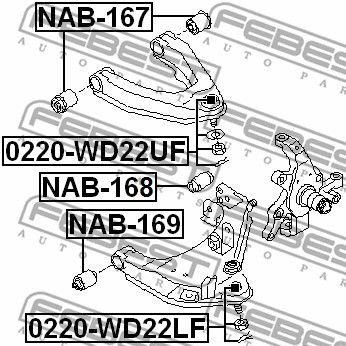 Сайлентблок рычага переднего верхний FEBEST NAB167