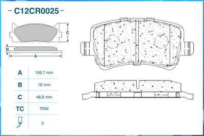 Колодки тормозные задние CWORKS C12CR0025