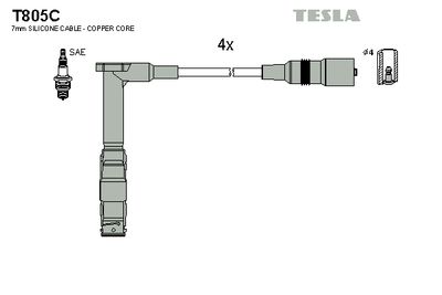 Провода зажигания TESLA T805C