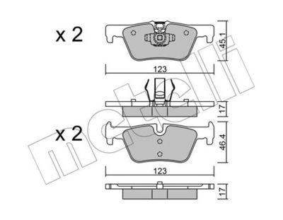 Комплект колодок для дискового тормоза METELLI 2209620
