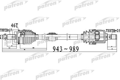 Полуось передний мост справа PATRON PDS0512