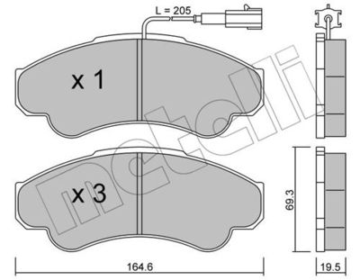 Комплект колодок для дискового тормоза METELLI 2203260