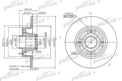Диск тормозной задний с подшипником и кольцом АБС PATRON PBD7015