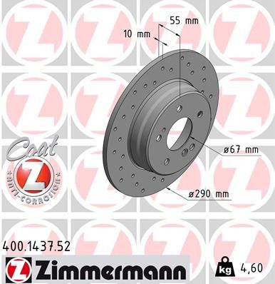 Диск тормозной ZIMMERMANN 400143752