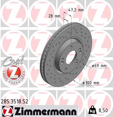 Диск тормозной ZIMMERMANN 285351852