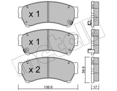 Комплект колодок для дискового тормоза METELLI 2209240