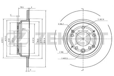Диск тормозной задний Zekkert BS5709