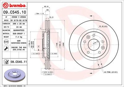 Диск тормозной BREMBO 09C54511