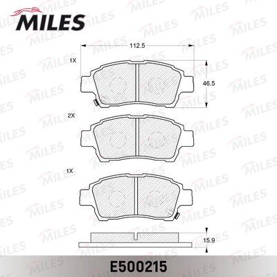 Колодки тормозные передние Miles E500215