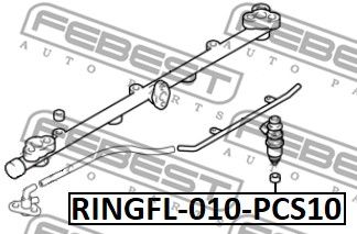 Кольцо уплотнительное форсунки впрыска топлива FEBEST RINGFL010PCS10