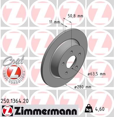 Диск тормозной ZIMMERMANN 250136420