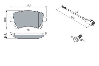 Колодки тормозные дисковые задние BOSCH 0986494108