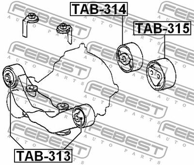 Сайлентблок подушки дифференциала FEBEST TAB313
